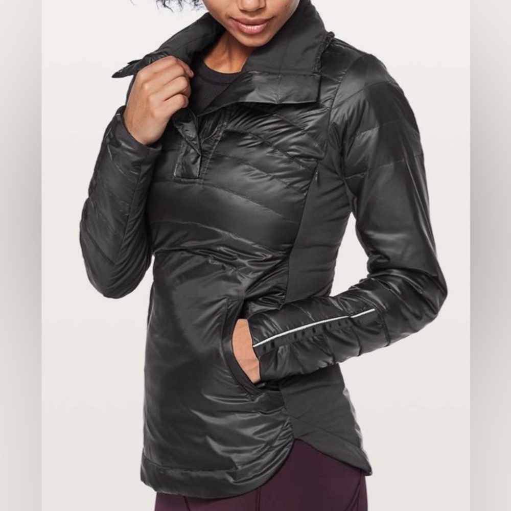 Lululemon Down For A Run Pullover Puffer Black Jacket Size 4 đź’ŽEUC! Retail $168 - Picture 4 of 6